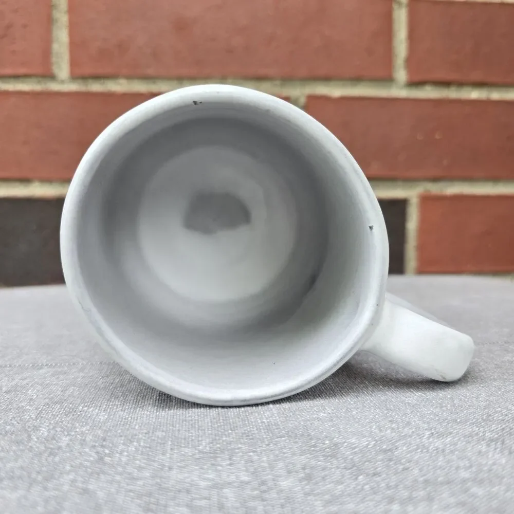 Crate & Barrel Mug Monogram J Handcrafted Artisan Stoneware Portugal Gray Black